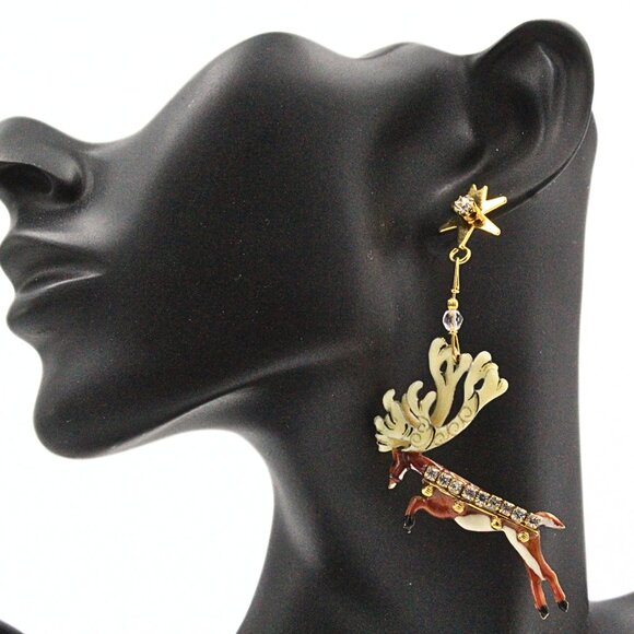 Fun Lunch At Ritz  Enamel Santa Klaus Reindeer Christmas Tree Holiday Set - Picture 15 of 16